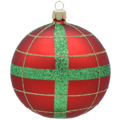 Set van 3 kerstballen mat rood met groene en gouden glitter ruit 8 cm