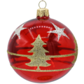 Set van 3 kerstballen transparant rood met gouden glitter kerstbomen en sterren 8 cm