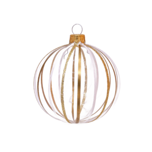 Transparante Kerstbal met Gouden Strepen