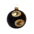 Kerstbal zwart glans met ronde gouden glitter decoratie 8 cm - set van 3