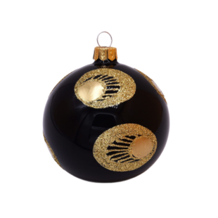 Zwarte Kerstballen met Ronde Gouden Decoratie