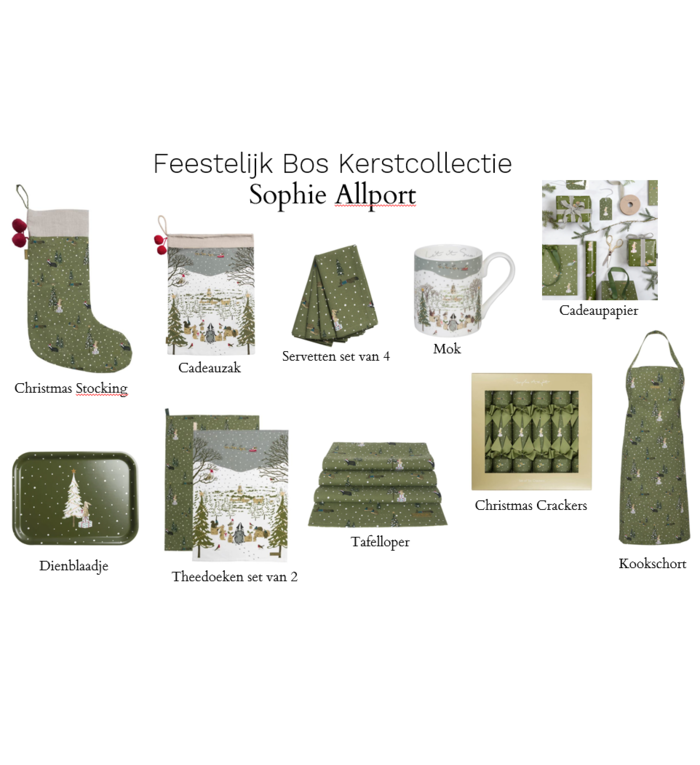 Sophie Allport porseleinen mok Feestelijk Bos - kerstbeker 275 ml