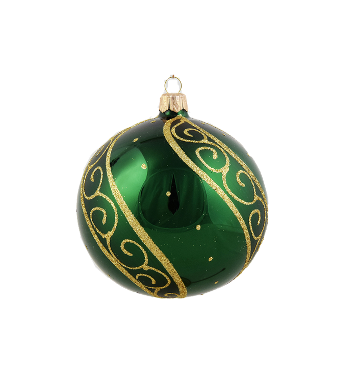 Set van 3 glanzende kerstballen groen met luxe gouden decoratie 8 cm