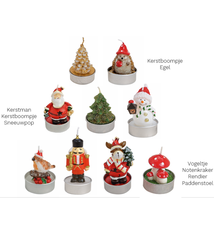 Set van 6  groene kerstboompjes waxinekaarsjes
