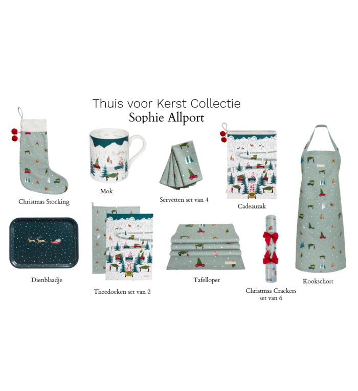 Sophie Allport blauwgrijze Kerst Tafelloper uit de Thuis voor Kerst collectie