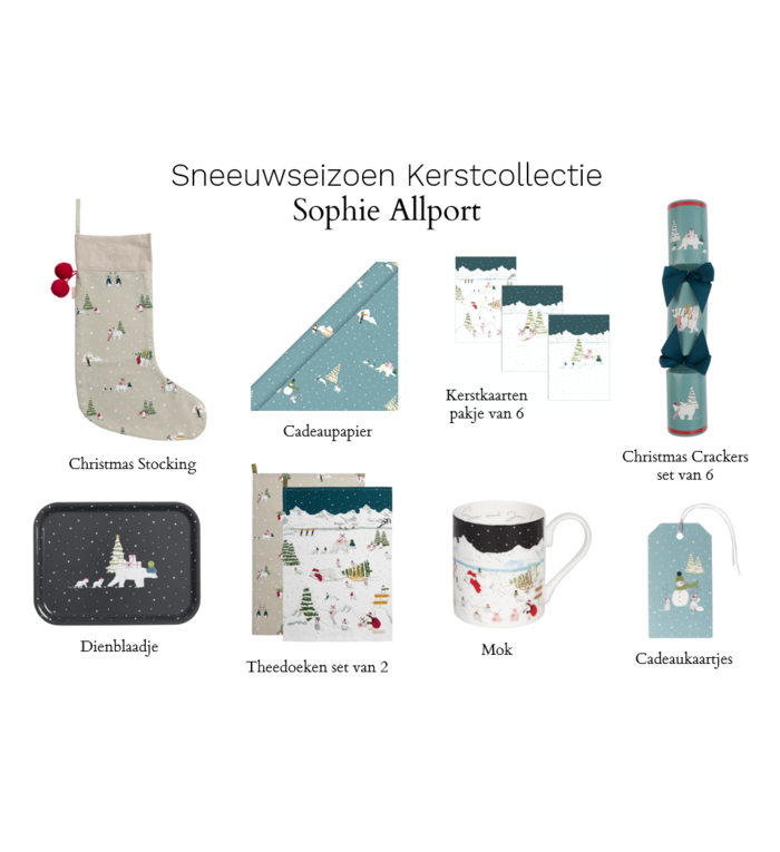 Sophie Allport set van twee kersttheedoeken uit de Sneeuwseizoen collectie