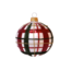 Set van 3 kerstballen wit met rode en donkergroene ruit 8 cm
