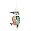 Sass & Belle Glazen ijsvogel kerstboom decoratie blauw, wit en oranje