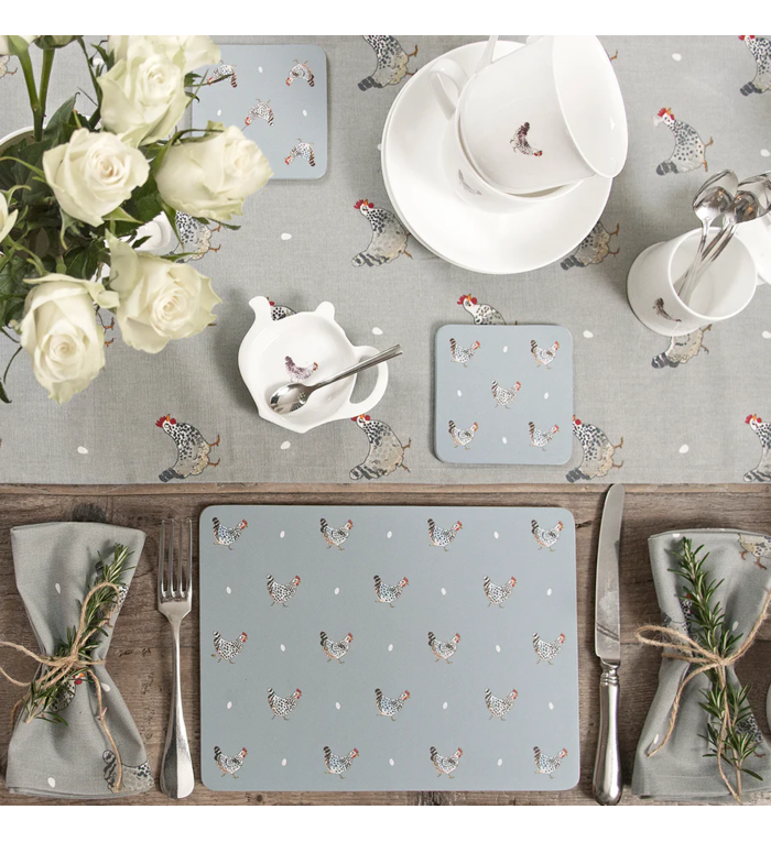 Sophie Allport set van 4 servetten uit de Kippen collectie