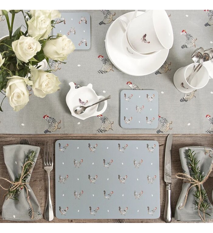 Sophie Allport Set van 4 placemats voor Pasen uit de Scharrelende Kippen collectie