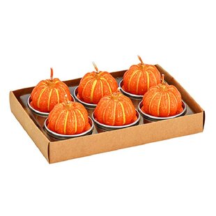 Pompoen Waxinelichtjes - set van 6 oranje kaarsjes