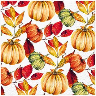 Papieren Servetten Herfstblaadjes en Pompoenen