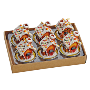 Peperkoekhuisje Waxinelichtjes - set van 6 kaarsjes