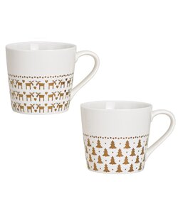 Chique Kerstmokken - Rendieren & Kerstboompjes set van 2