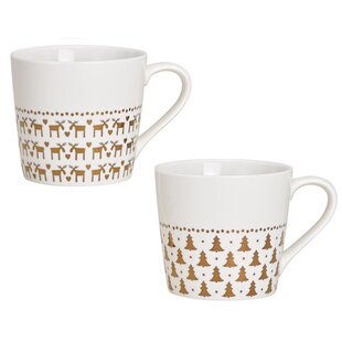 Chique Kerstmokken - Rendieren & Kerstboompjes set van 2