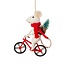 Sass & Belle kersthanger Muisje op Fiets met Kerstboom gemaakt van vilt 13 cm