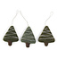 Én Gry & Sif drie handgemaakte groene mini kerstboompjes met zilveren kerstslinger - kerstboom decoratie kersthangertjes