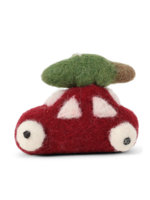 Én Gry & Sif Kerstboomhanger Vilten Rood Autootje met Kerstboom