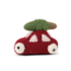 Én Gry & Sif handgemaakte rode vilten kerst auto met kerstboom op het dak - kerstboom decoratie hangertje