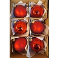 Glazen rode kerstballen mat en glanzend effen 7 cm - doosje van 6 kerstballen