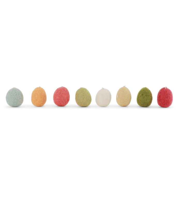 Én Gry & Sif 8 handgemaakte vilten mini paaseitjes lentekleuren