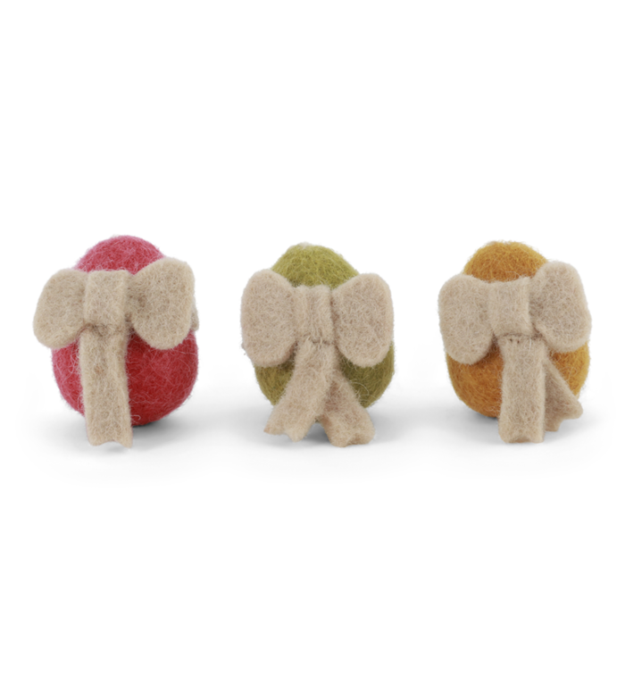 Én Gry & Sif Drie vilten paaseitjes met strikje