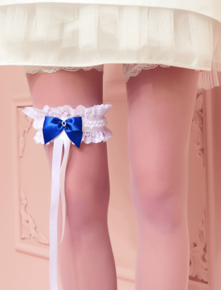 Kousenband - Wit Blauw