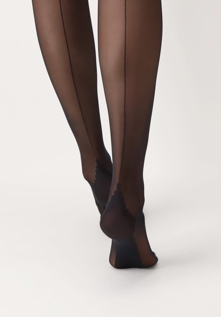 Riga - Panty met naad- Zwart 20 Denier