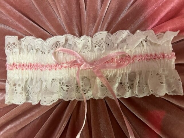 Kousenband - Ivoor - Roze