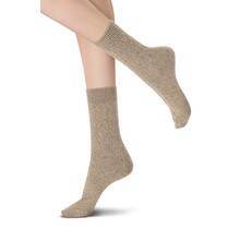 Gwen - Cashmere blend sok met kabel - Beige Melange