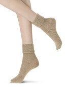 Hilda - Cashmere blend sok met omslag - Beige Melange