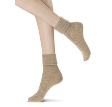Hilda - Cashmere blend sok met omslag - Beige Melange