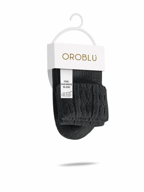 Hilda - Cashmere blend sok met omslag - Zwart