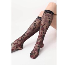 Shaded Roses - Kniekous - Bordeaux-Peony - 20 denier - One size