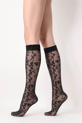 Shaded Roses - Kniekous - Zwart - 20 denier - One size