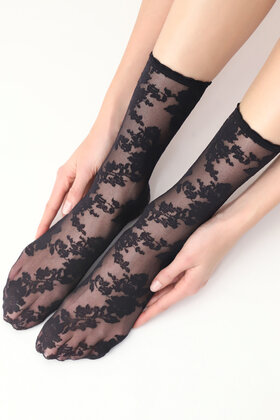 Little Roses - Sok - Zwart - 20 denier - One size