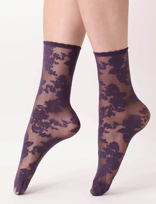 Little Roses - Sok - Violet - 20 denier - One size