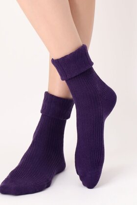 Hilda - Cashmere blend sok met omslag - Deep Violet