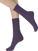 Gwen - Cashmere blend sok met kabel - Deep Violet