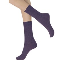 Gwen - Cashmere blend sok met kabel - Deep Violet