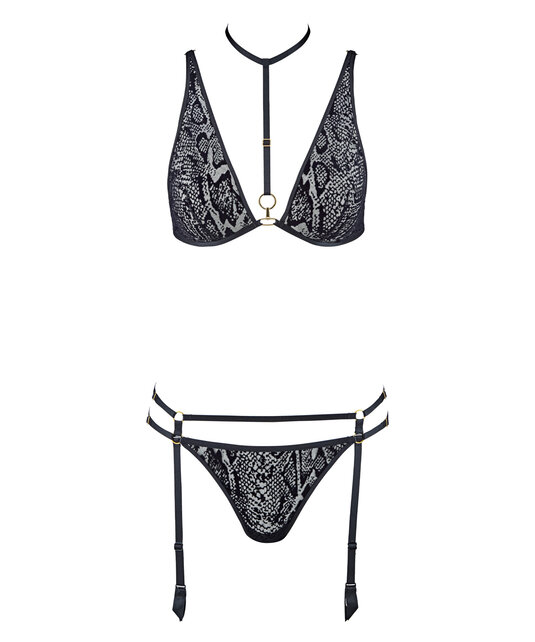 Boîte à Désir - Animal Soul - Lingerie setje - Black Python - One size