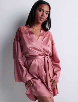 Midnight Whisper - Kimono  - Warm Pink - S/M