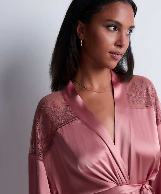 Midnight Whisper - Kimono  - Warm Pink - S/M