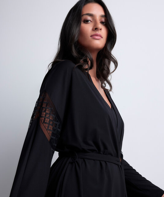 Sweet Obsession - Kimono - Zwart - S/M