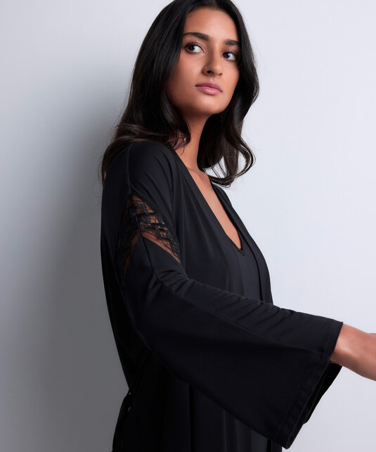 Sweet Obsession - Kimono - Zwart - S/M