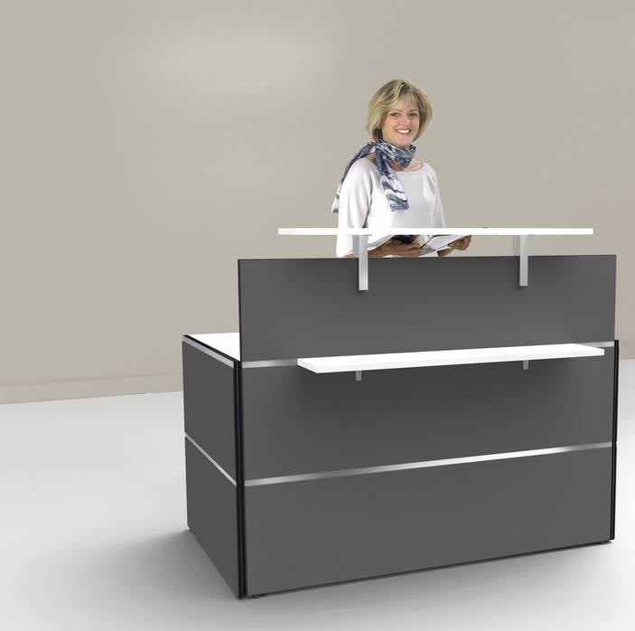 Empfangstheke Square mit satinierter Glasfront aus Sicherheitsglas – gerades Glaselement