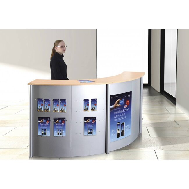 Empfangstheke Göteborg, 180° mit gr. Beraterplatz, 2300 x 1150 x 2300mm