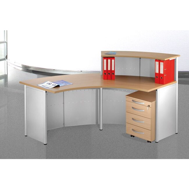 Empfangstheke Göteborg, 135° mit 2 Beraterplätzen, 3300 x 1150 x 1130mm