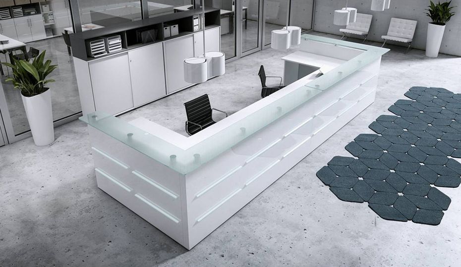 Empfangstheke Plus 240 cm gerades Element – modulare beleuchtete Empfangstheke