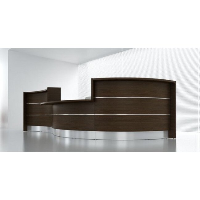 Hochglanz Empfangstheke Vale 193 cm, mit Seitenschränken